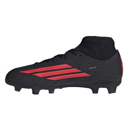 Black-Red - Side - Adidas Childrens-Kids F50 Club Firm Ground Football Boots