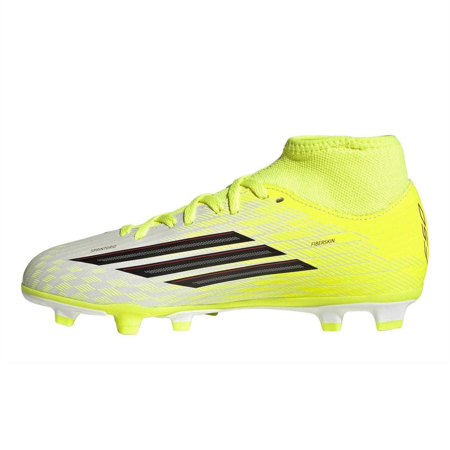 Solar Yellow - Side - Adidas Childrens-Kids F50 Club Firm Ground Football Boots