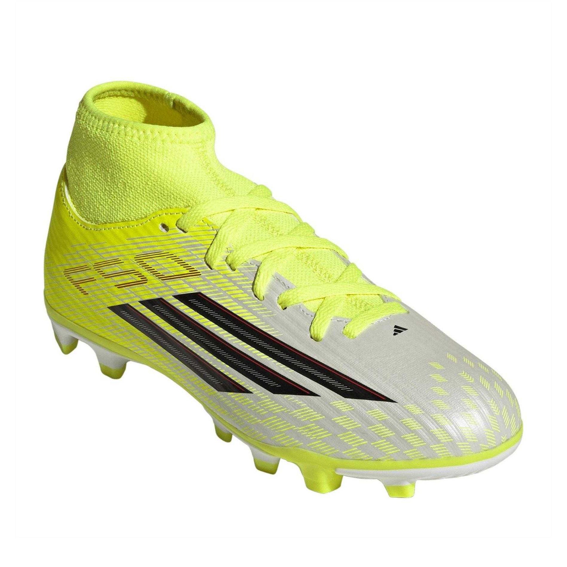 Solar Yellow - Pack Shot - Adidas Childrens-Kids F50 Club Firm Ground Football Boots