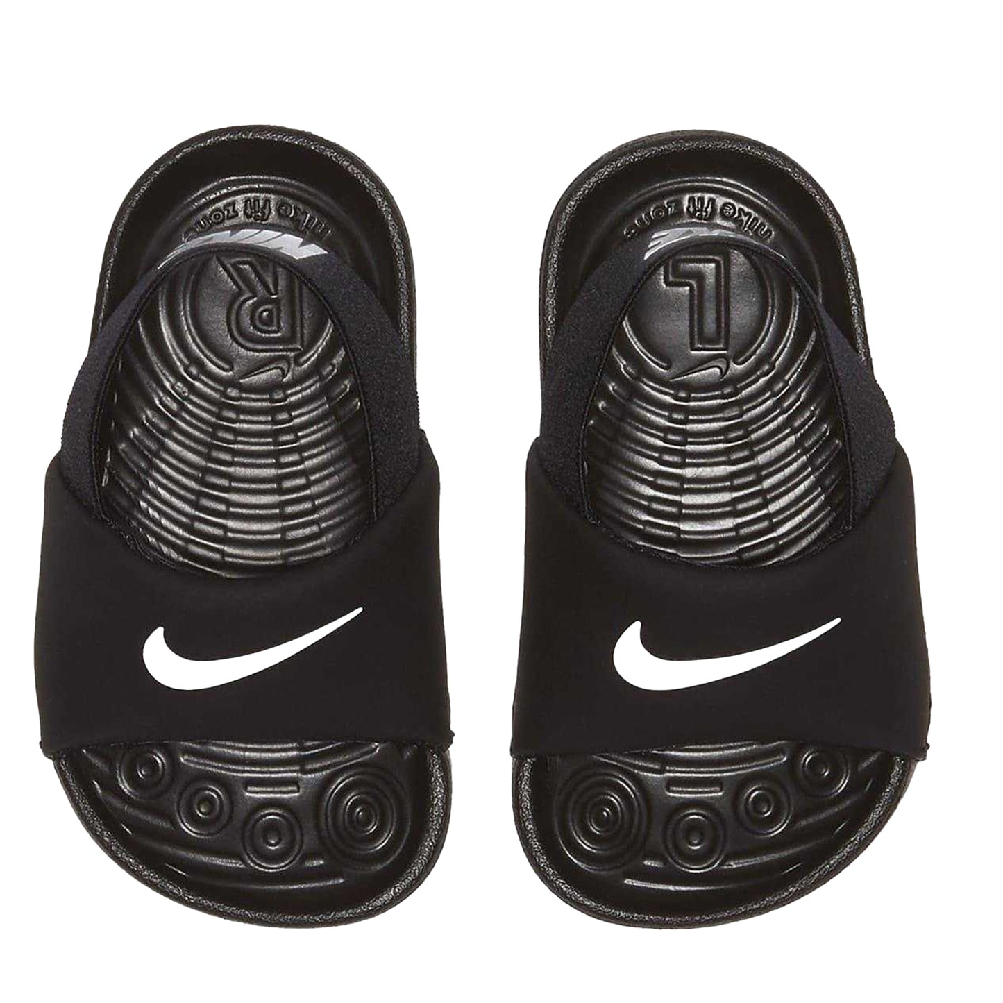 Black-White - Side - Nike Toddler Kawa Swoosh Slides
