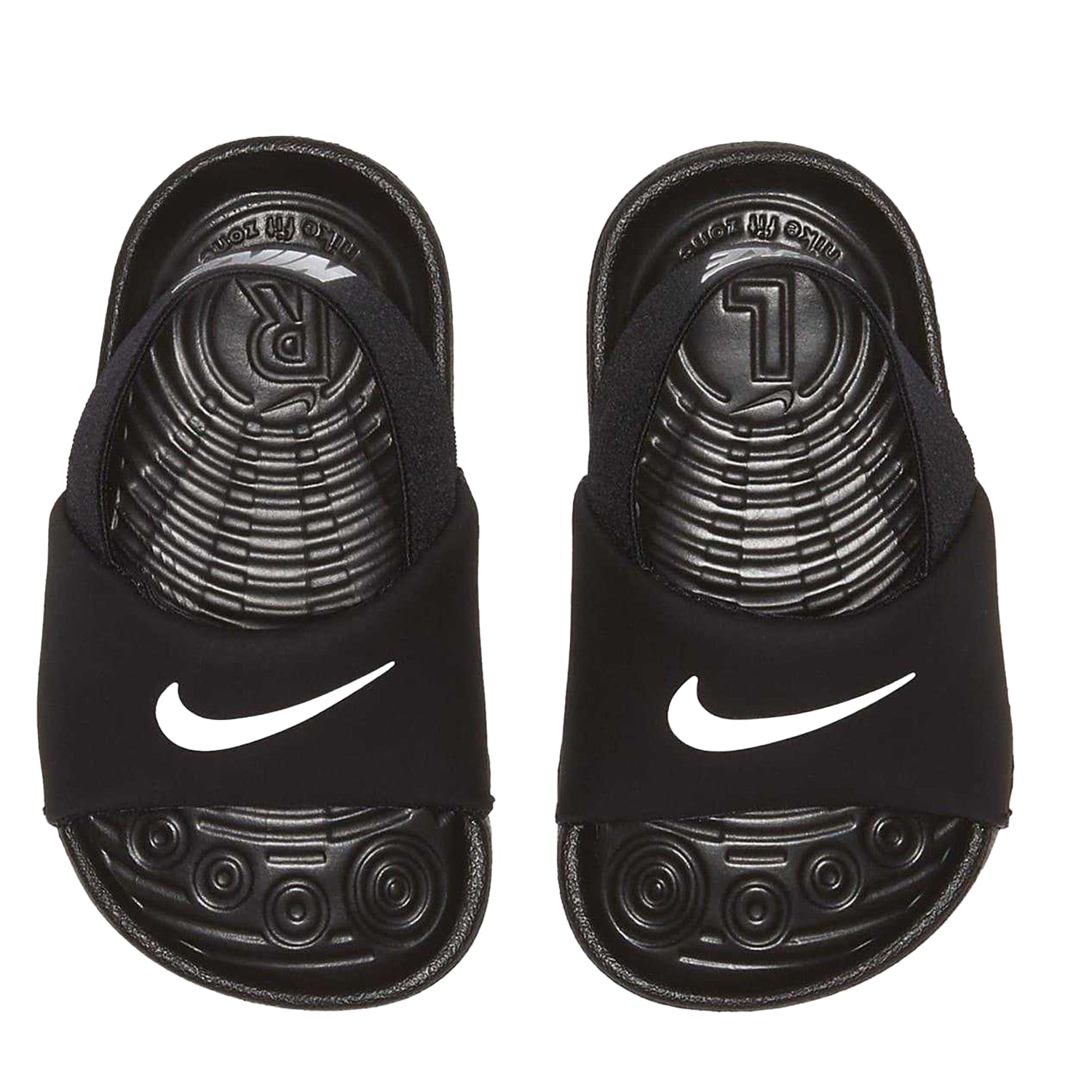 Black-White - Side - Nike Toddler Kawa Swoosh Slides