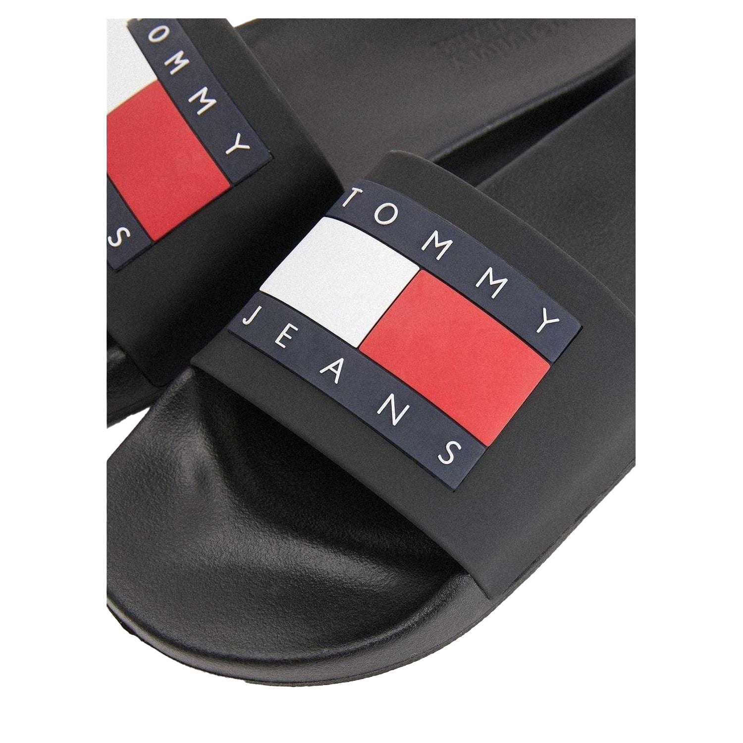 Black - Lifestyle - Tommy Jeans Mens Flag Logo Moulded Footbed Sliders