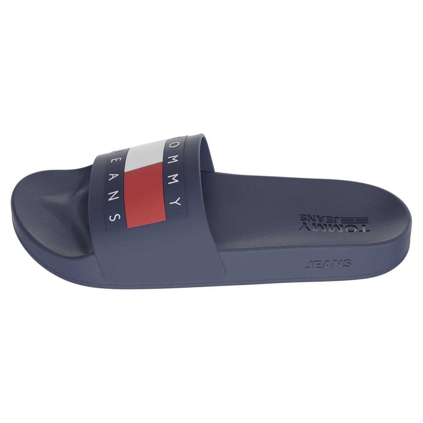 Navy - Back - Tommy Jeans Mens Flag Logo Moulded Footbed Sliders