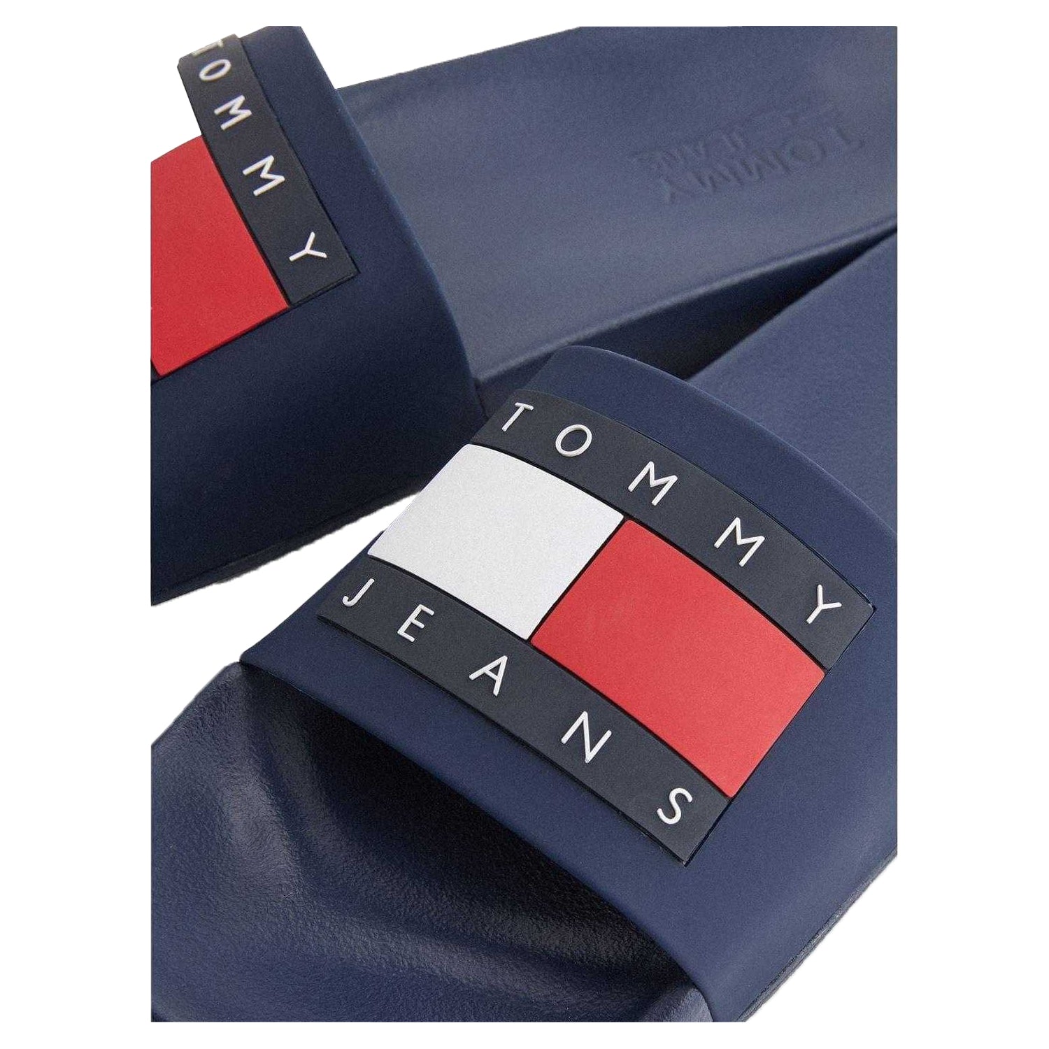 Navy - Lifestyle - Tommy Jeans Mens Flag Logo Moulded Footbed Sliders