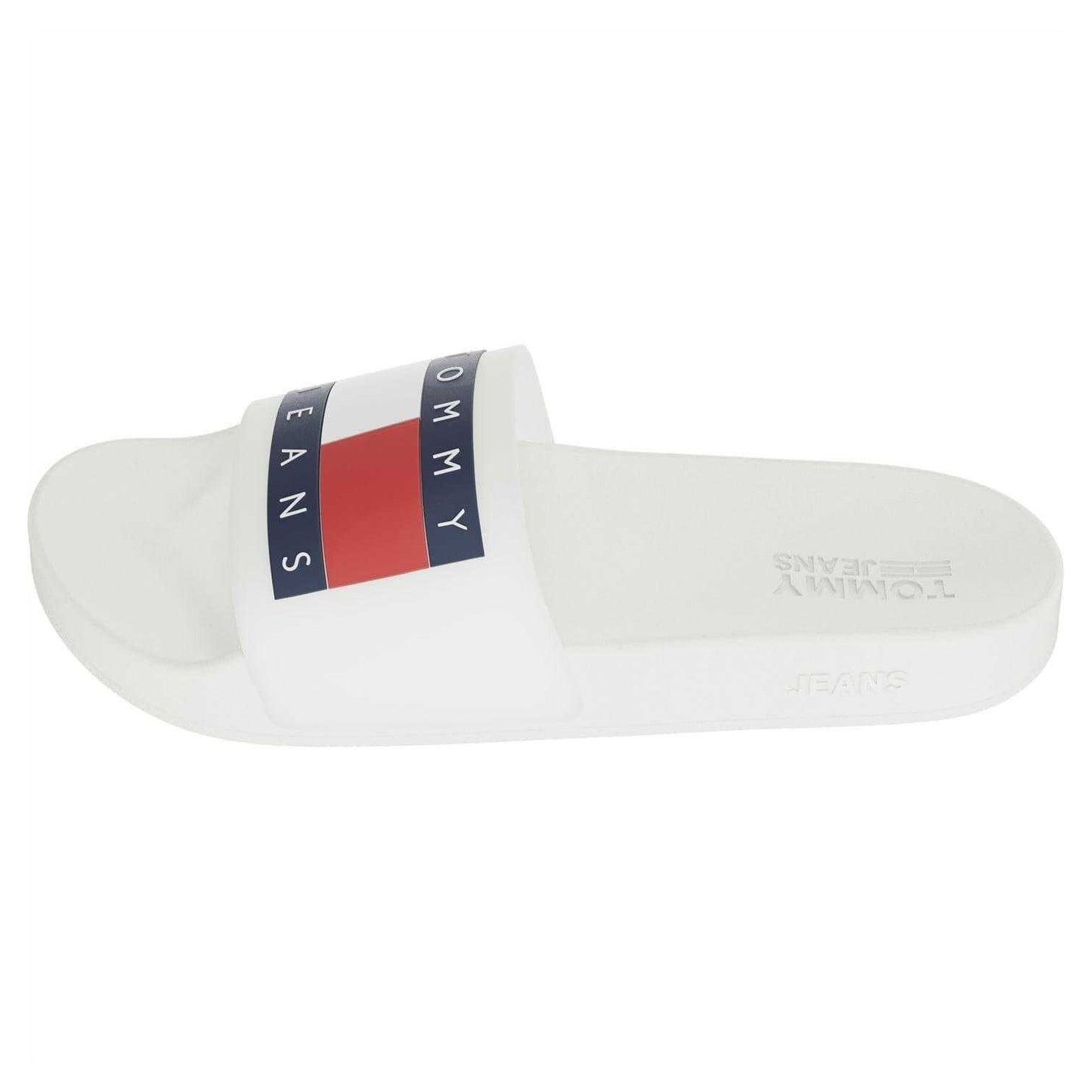White - Back - Tommy Jeans Mens Flag Logo Moulded Footbed Sliders