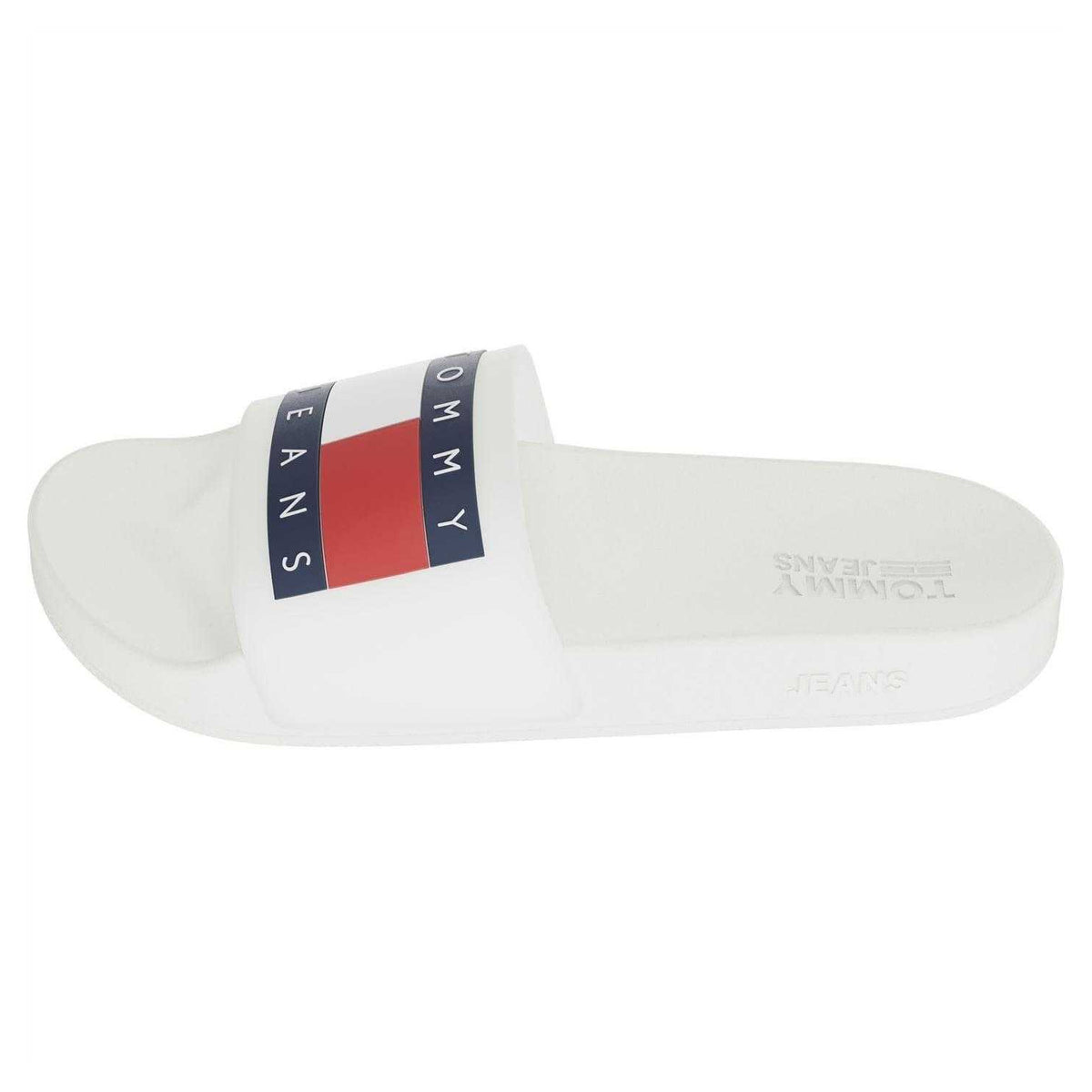 White - Back - Tommy Jeans Mens Flag Logo Moulded Footbed Sliders