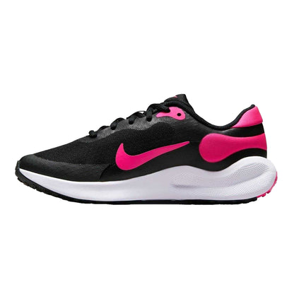 Black-Pink - Side - Nike Childrens-Kids Revolution 7 Swoosh Mesh Trainers