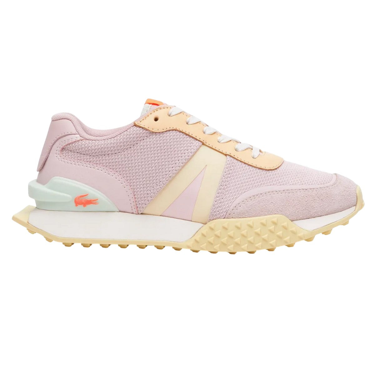 Purple-Yellow - Side - Lacoste Womens-Ladies L-Spin Deluxe Leather Trainers