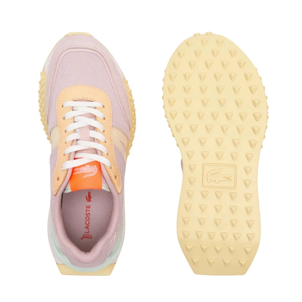 Purple-Yellow - Pack Shot - Lacoste Womens-Ladies L-Spin Deluxe Leather Trainers