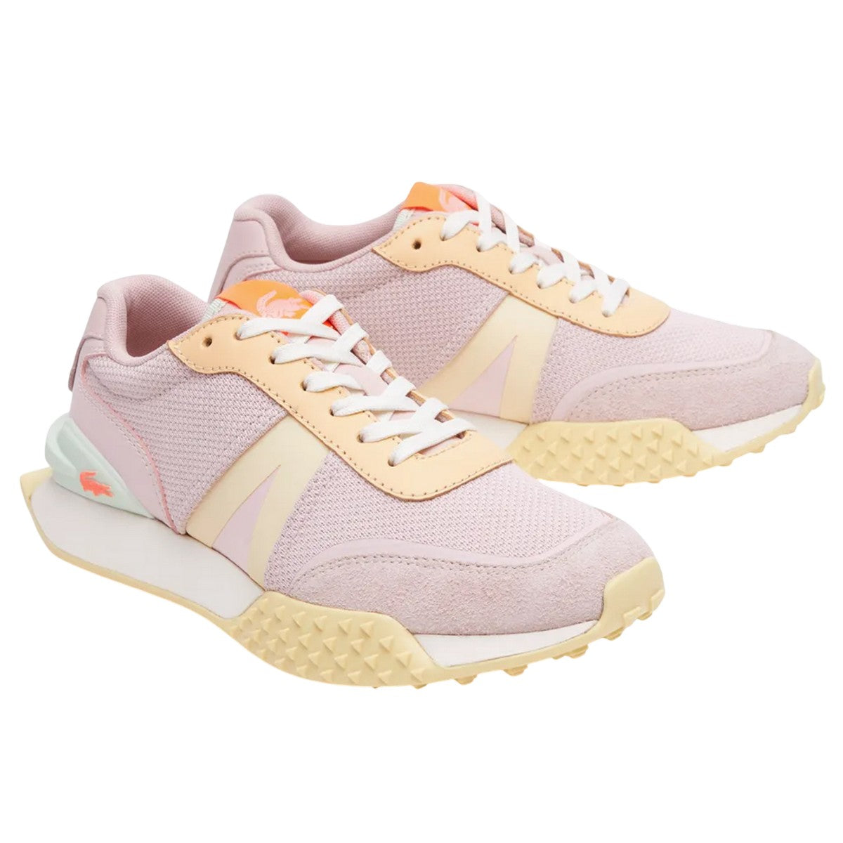 Purple-Yellow - Front - Lacoste Womens-Ladies L-Spin Deluxe Leather Trainers