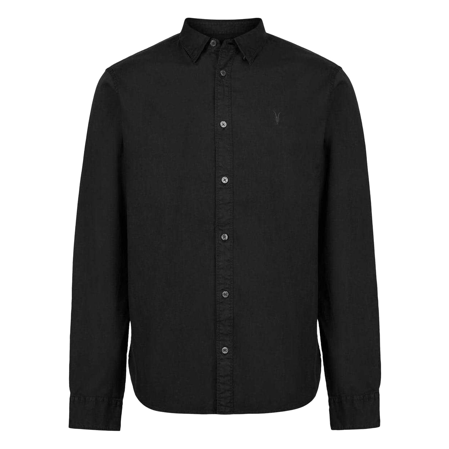 Black - Front - AllSaints Mens Hawthorne Cotton Long-Sleeved Shirt