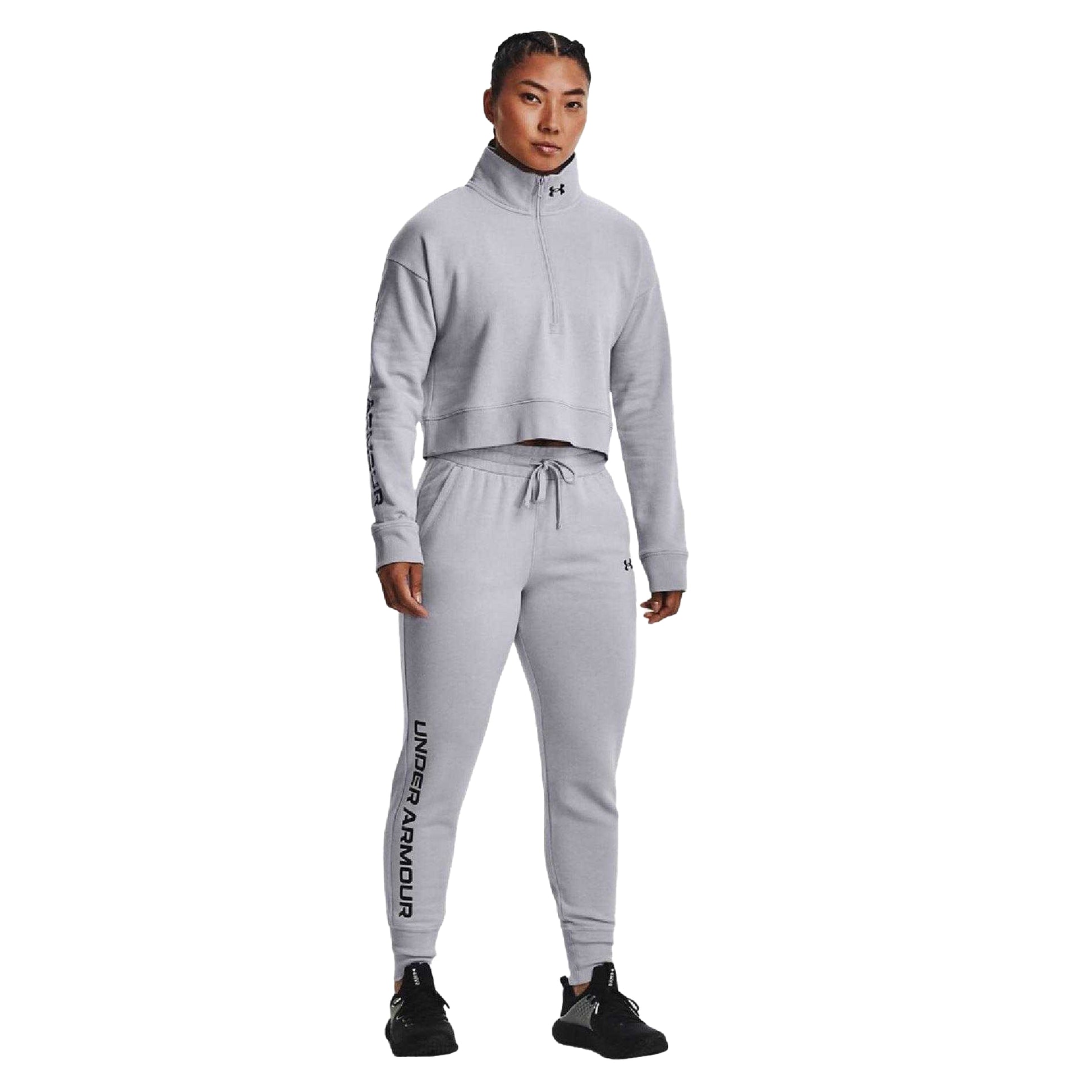 Grey - Pack Shot - Under Armour Womens-Ladies Rival Fleece Joggers