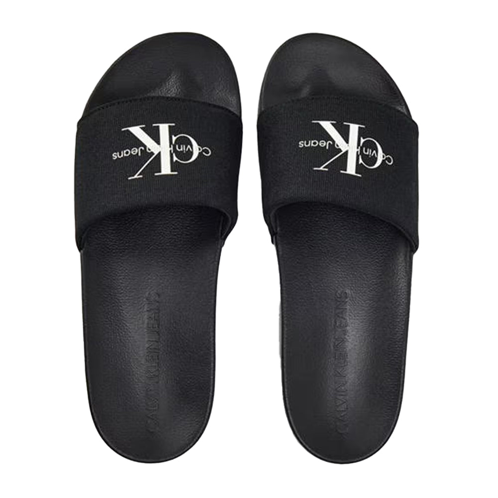 Black - Side - Calvin Klein Womens-Ladies Jeans Logo Sliders