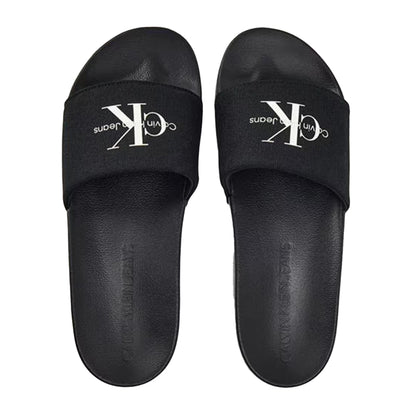 Black - Side - Calvin Klein Womens-Ladies Jeans Logo Sliders