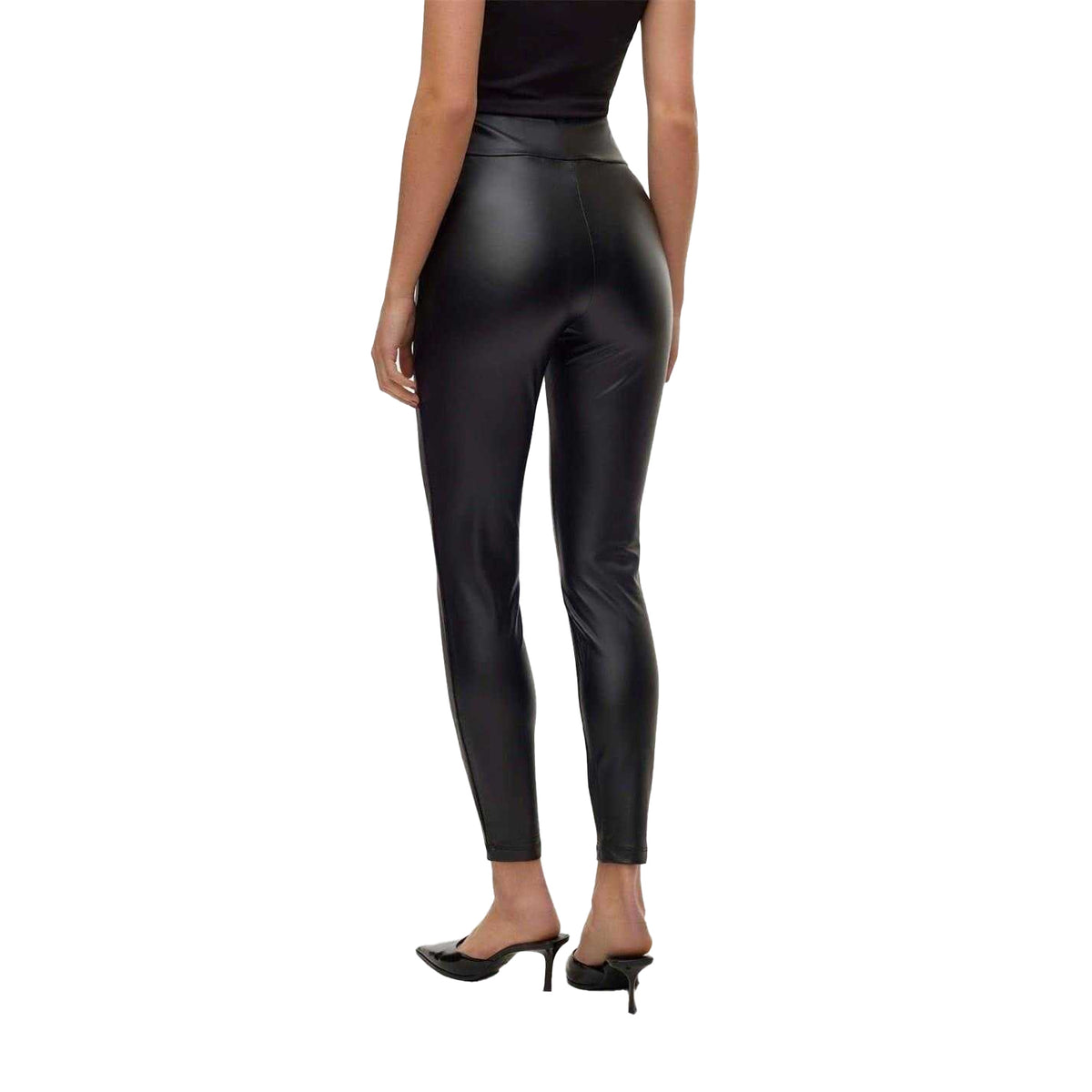 Black - Back - Vero Moda Womens-Ladies Faux Leather Leggings