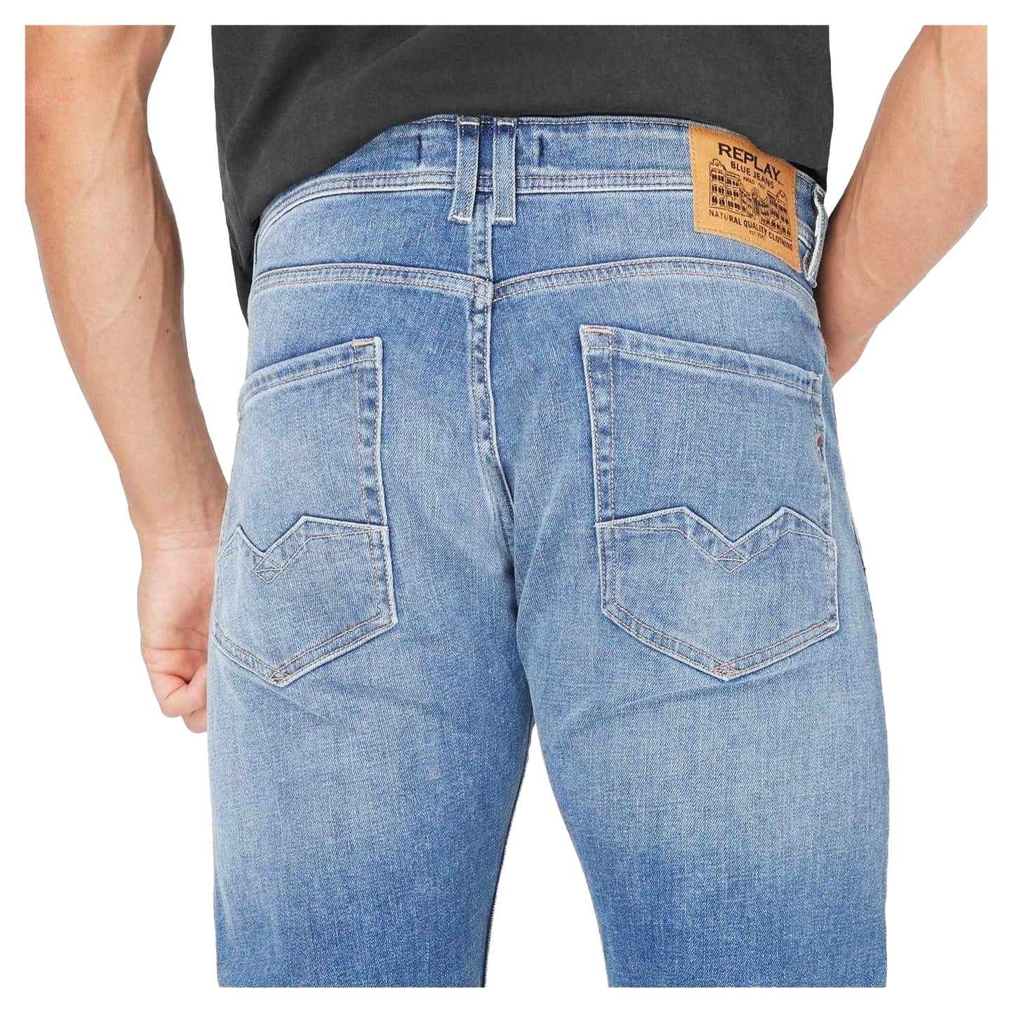 Medium Blue - Side - Replay Mens Rocco Denim Jeans