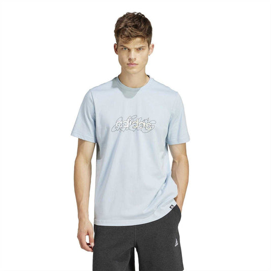 Burst-Blue - Front - Adidas Mens Logo Single Jersey T-Shirt