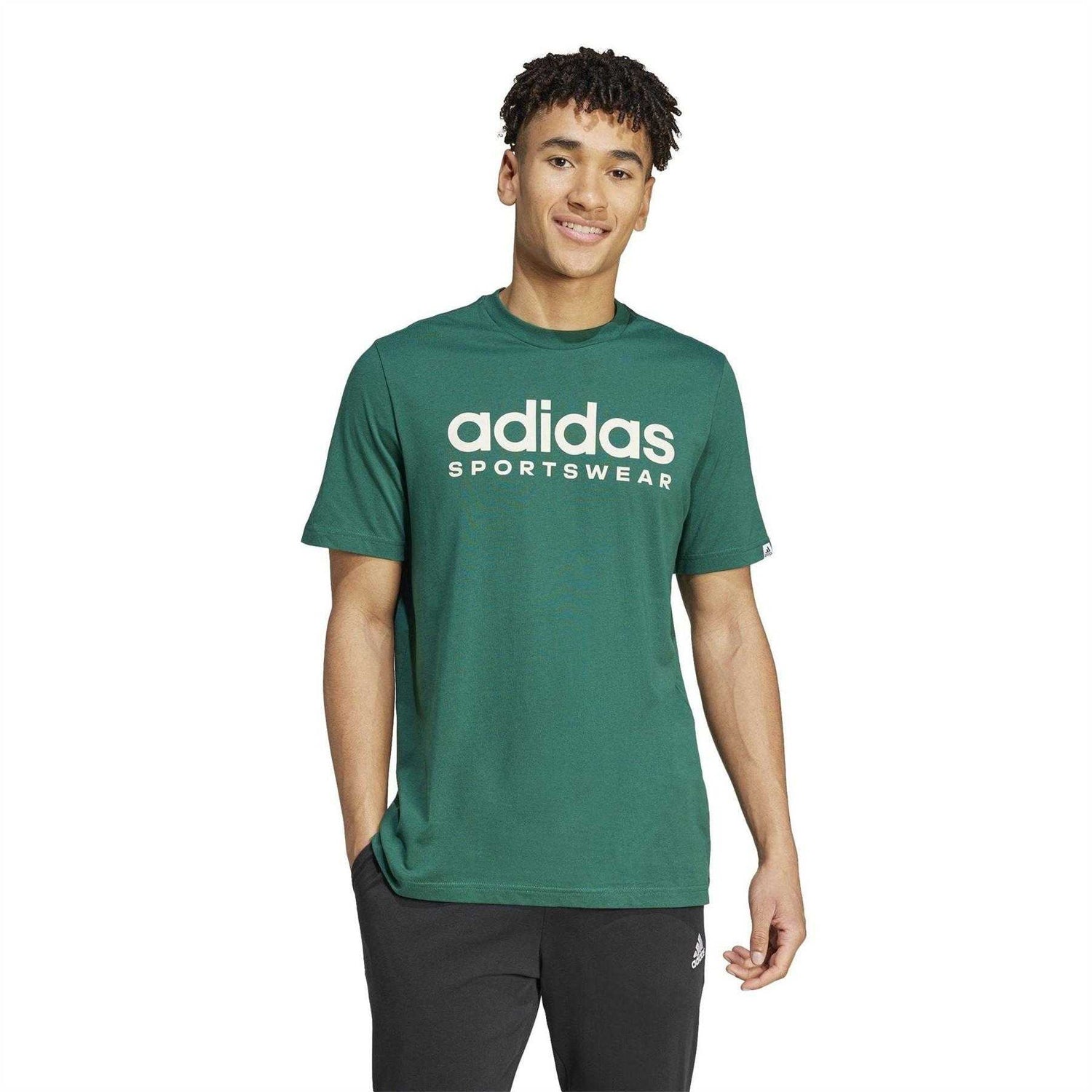 College Green - Side - Adidas Mens Logo Single Jersey T-Shirt
