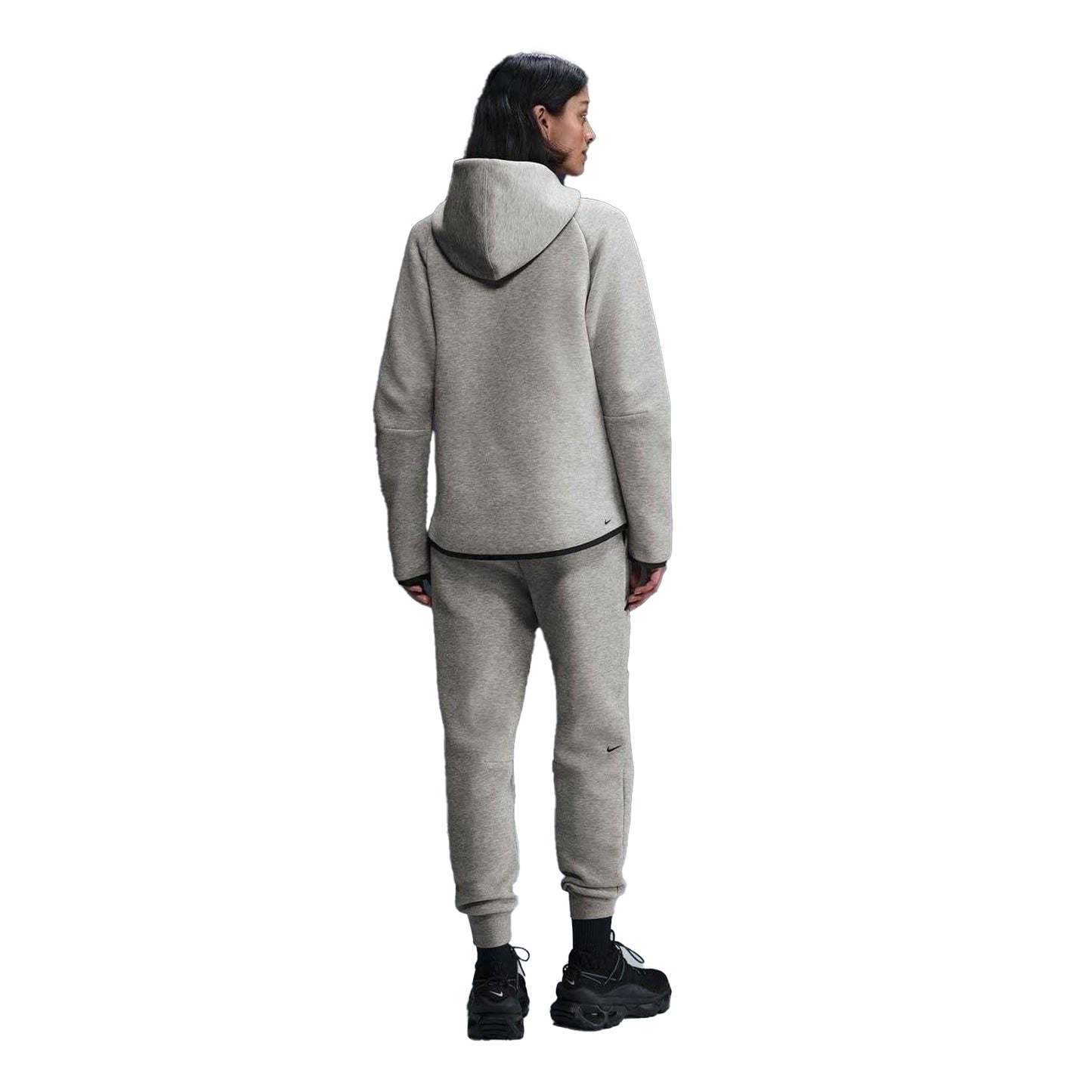 Grey-Black - Back - Nike Womens-Ladies Windrunner Fleece Full Zip Hoodie
