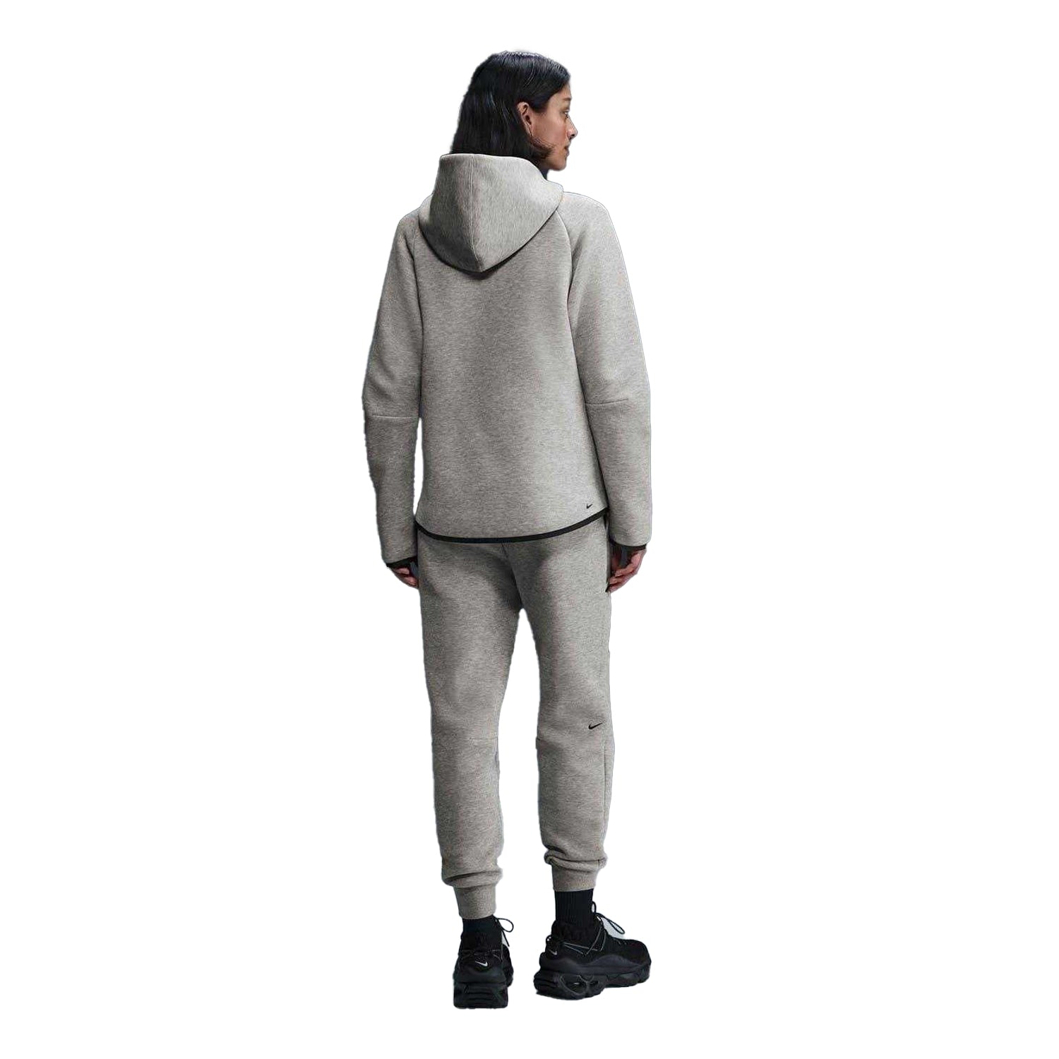 Grey-Black - Back - Nike Womens-Ladies Windrunner Fleece Full Zip Hoodie