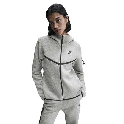 Grey-Black - Front - Nike Womens-Ladies Windrunner Fleece Full Zip Hoodie