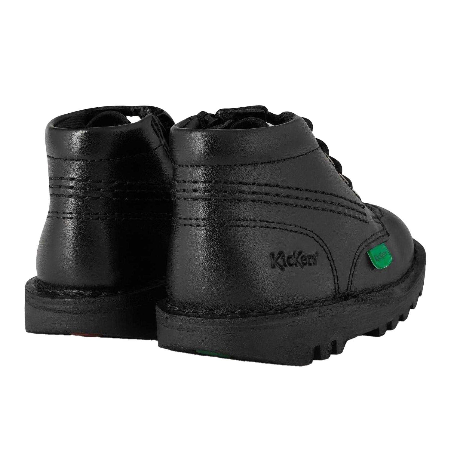 Black - Back - Kickers Baby Leather Side Zip Ankle Boots