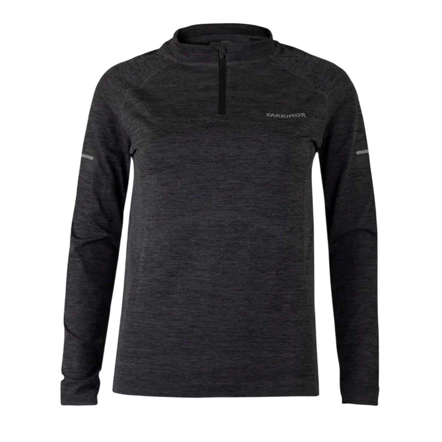 Black Marl Marl - Front - Karrimor Womens-Ladies Xlite Seamless Quarter Zip Running T-Shirt