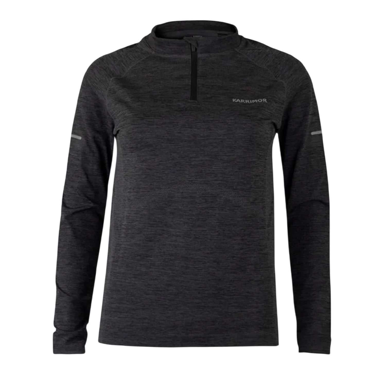 Black Marl Marl - Front - Karrimor Womens-Ladies Xlite Seamless Quarter Zip Running T-Shirt