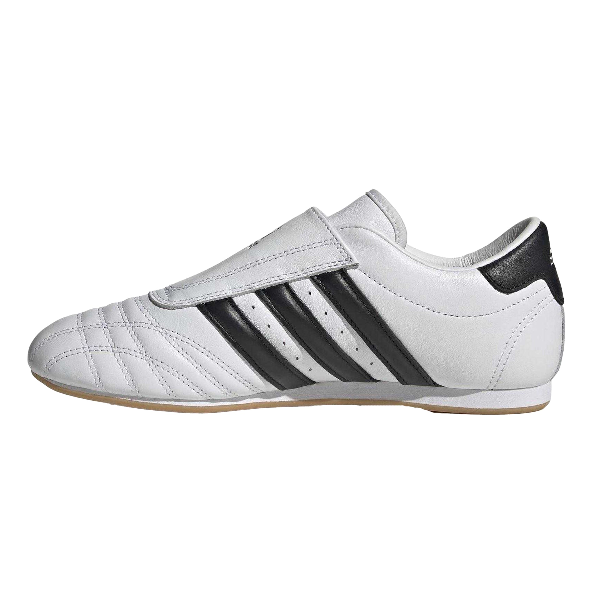 White - Side - Adidas Womens-Ladies 3 Stripes Leather Flat Trainers