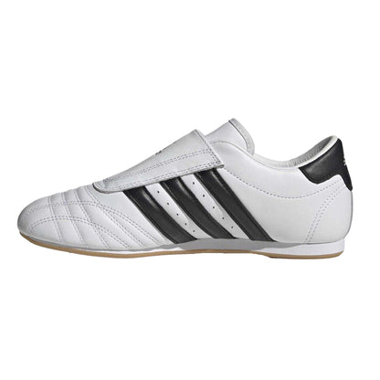 White - Side - Adidas Womens-Ladies 3 Stripes Leather Flat Trainers