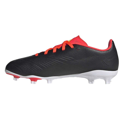 Black-White-Red - Side - Adidas Childrens-Kids Predator 24 League Firm Ground Football Boots