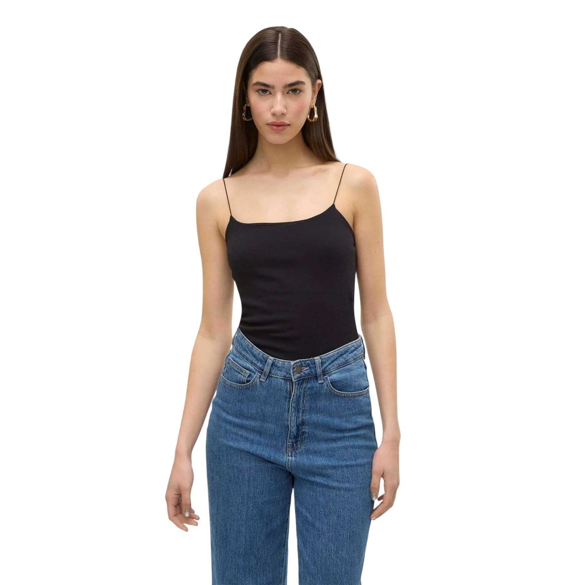 Black - Side - Vero Moda Womens-Ladies Slim Spaghetti Strap Camisole