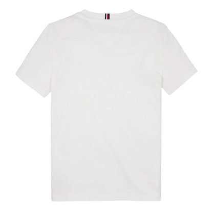 White - Back - Tommy Hilfiger Childrens-Kids Logo Regular Short-Sleeved T-Shirt