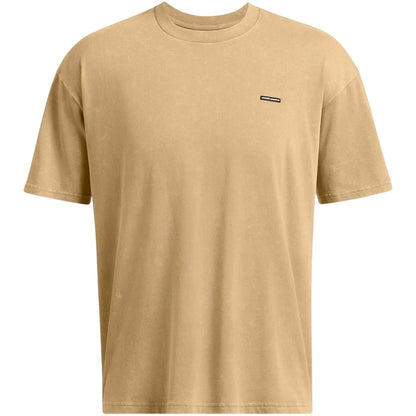 Brown - Front - Under Armour Mens Washed Logo Oversized T-Shirt