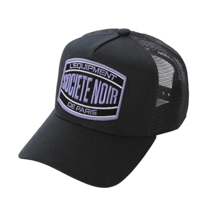 Black-Purple - Front - Societe Noir Unisex Adult Trucker Cap