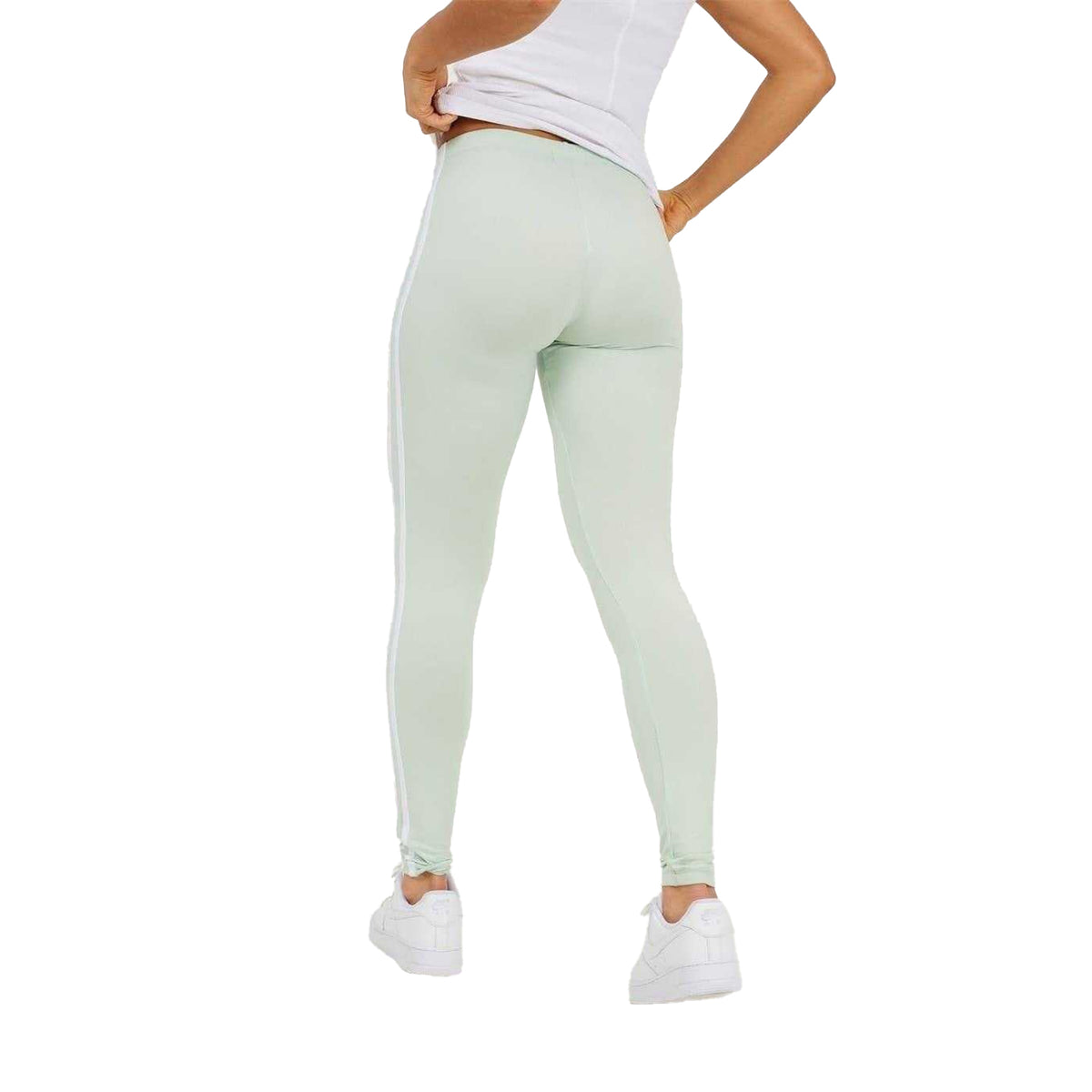 Mint-White - Back - Brave Soul Womens-Ladies Side Stripe Leggings