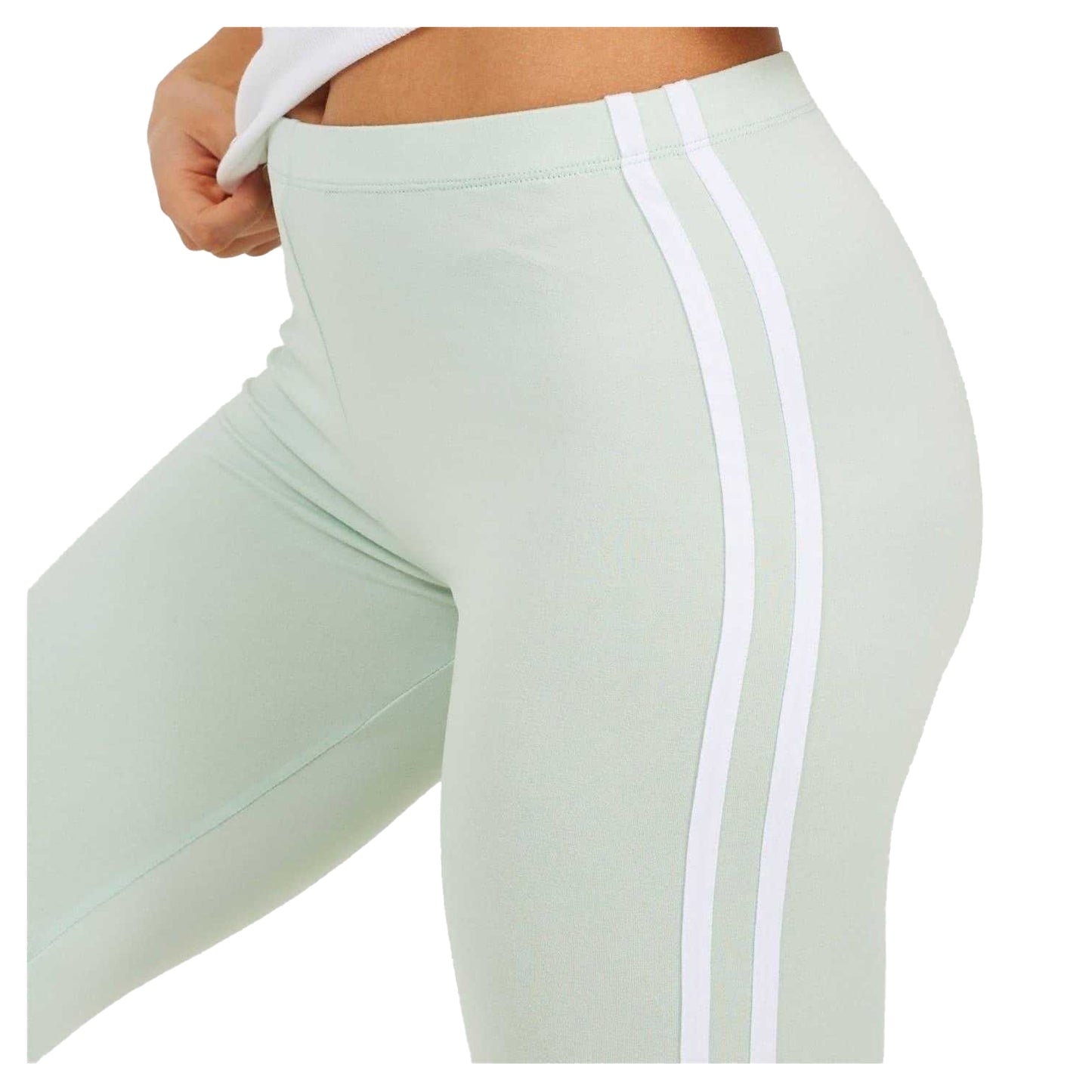 Mint-White - Side - Brave Soul Womens-Ladies Side Stripe Leggings