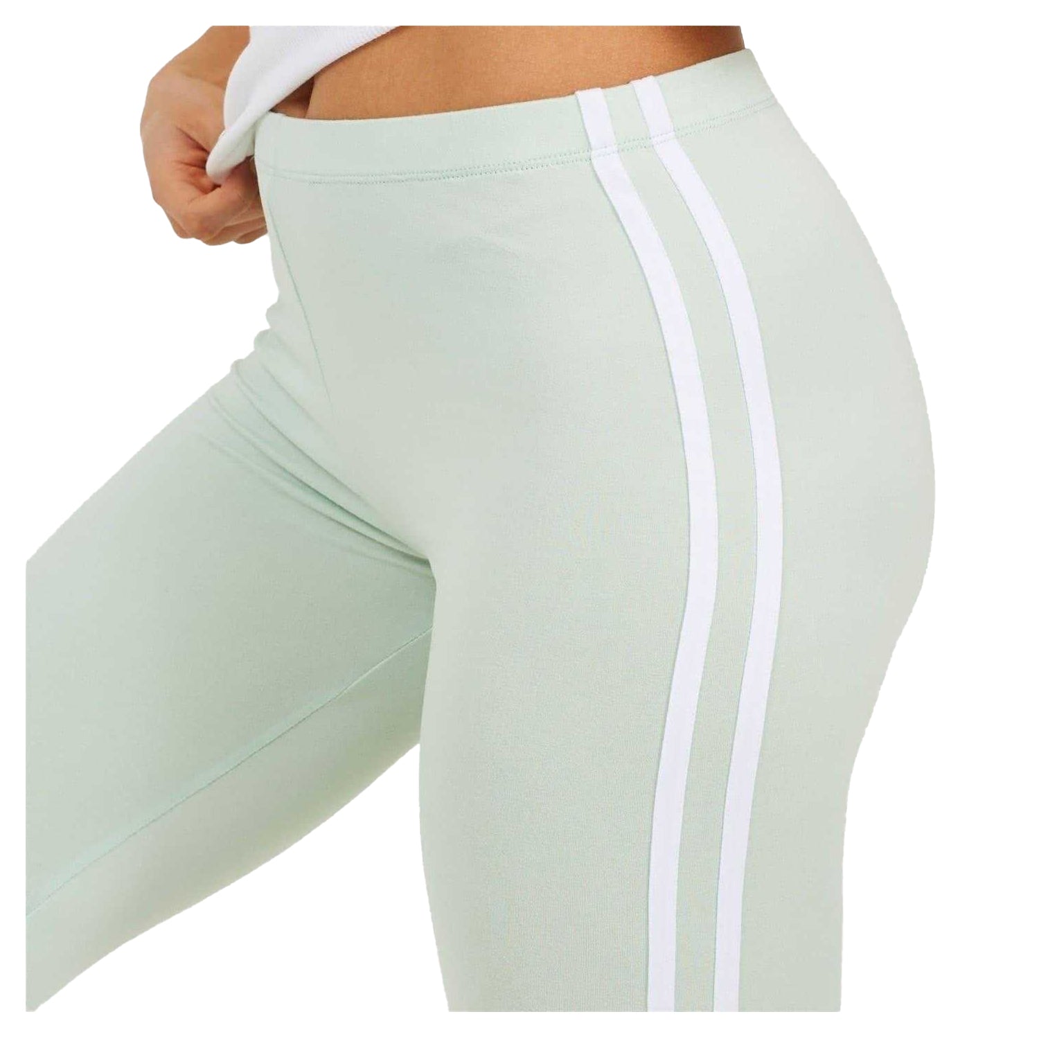 Mint-White - Side - Brave Soul Womens-Ladies Side Stripe Leggings