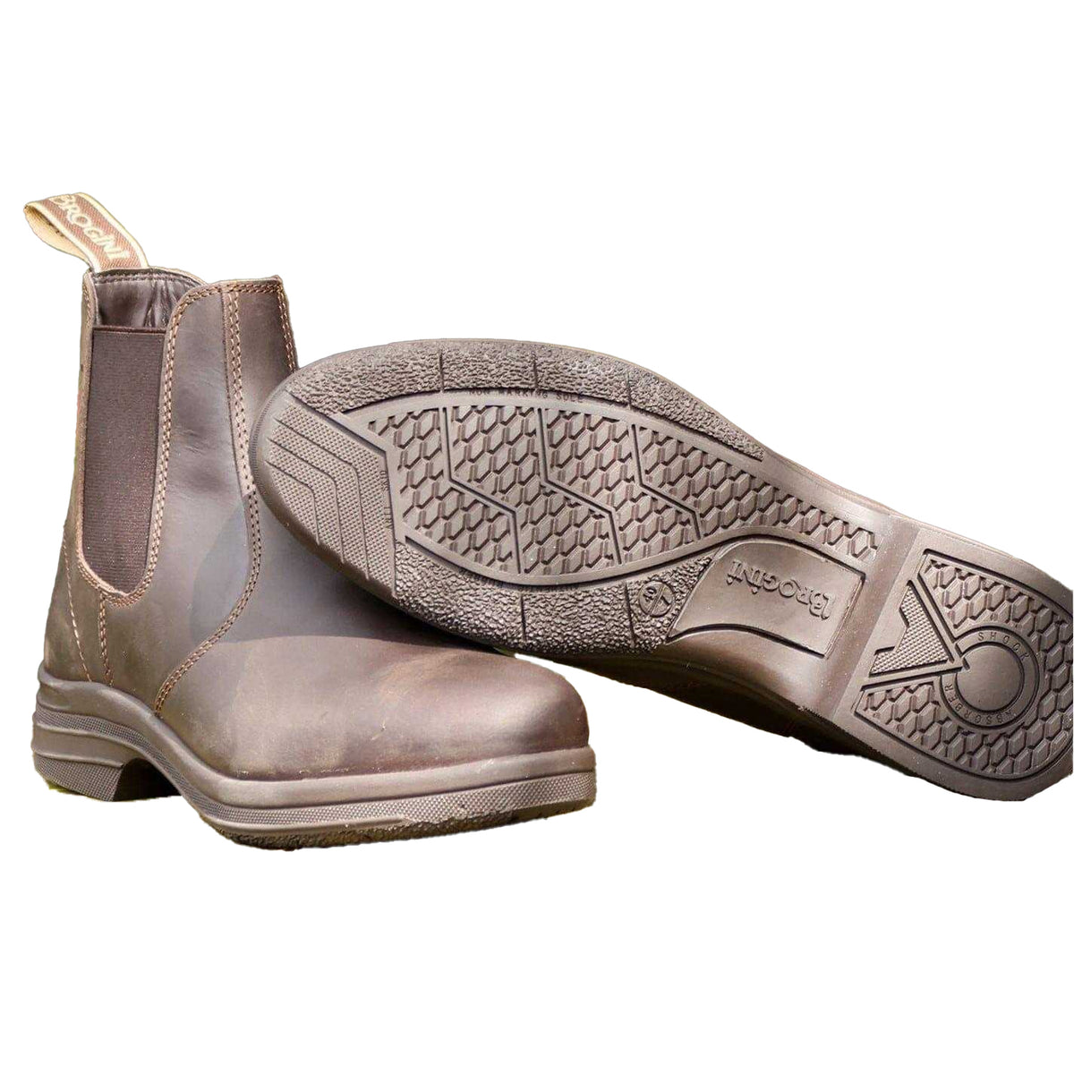 Brown - Side - Brogini Womens-Ladies Kingham Oiled Leather Low Heel Chelsea Boots