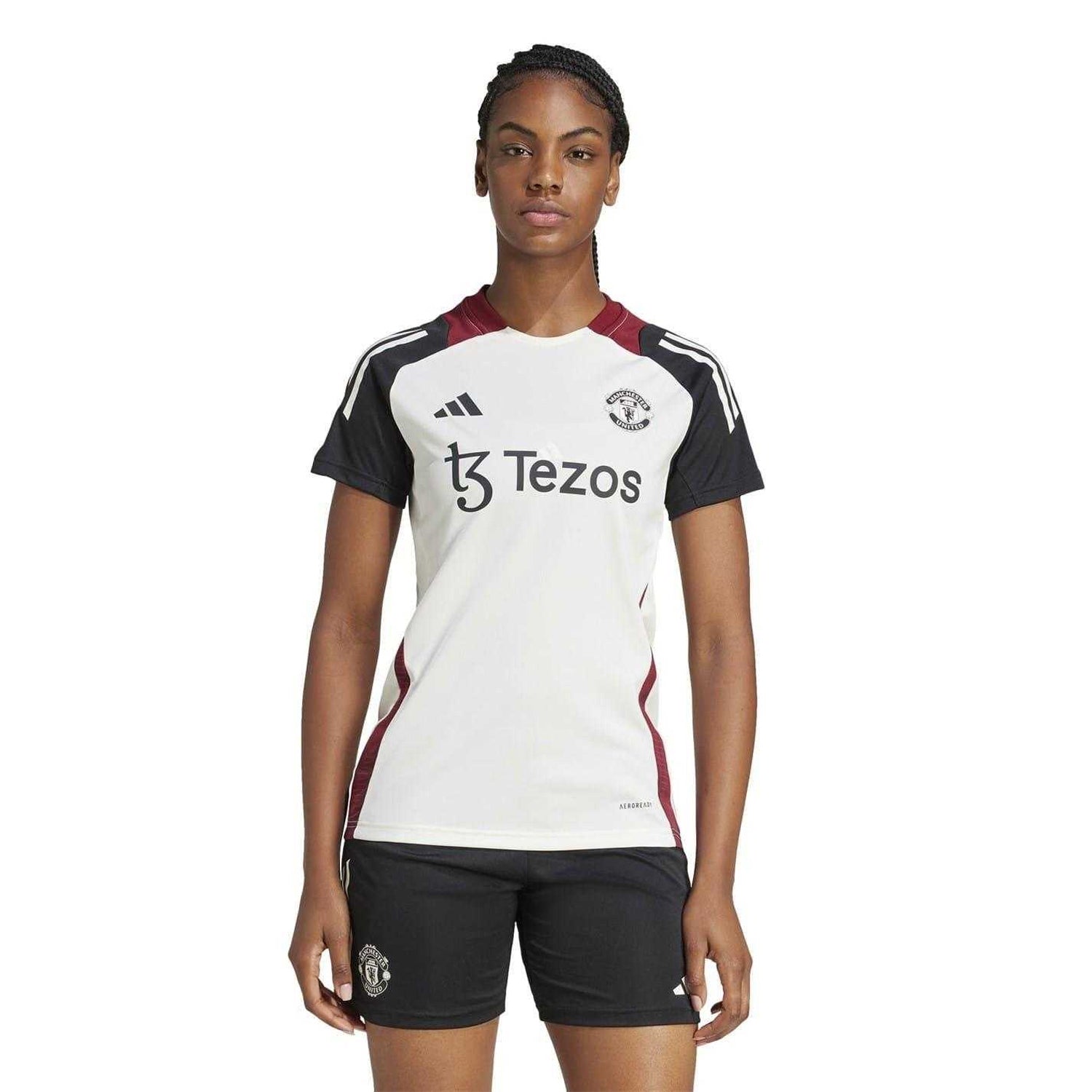 Off White-Black - Side - Adidas Womens-Ladies Training Football Shirt