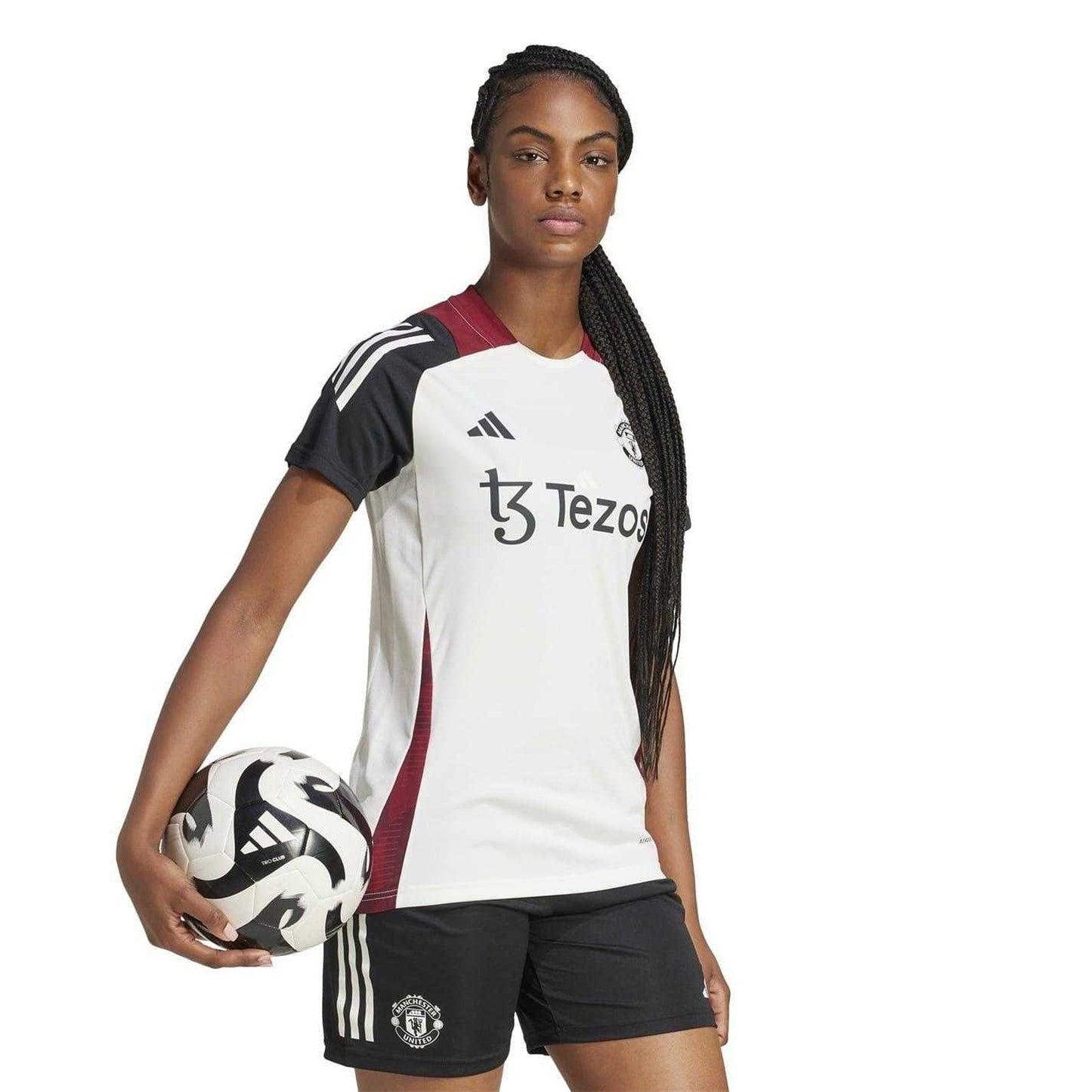 Off White-Black - Pack Shot - Adidas Womens-Ladies Training Football Shirt