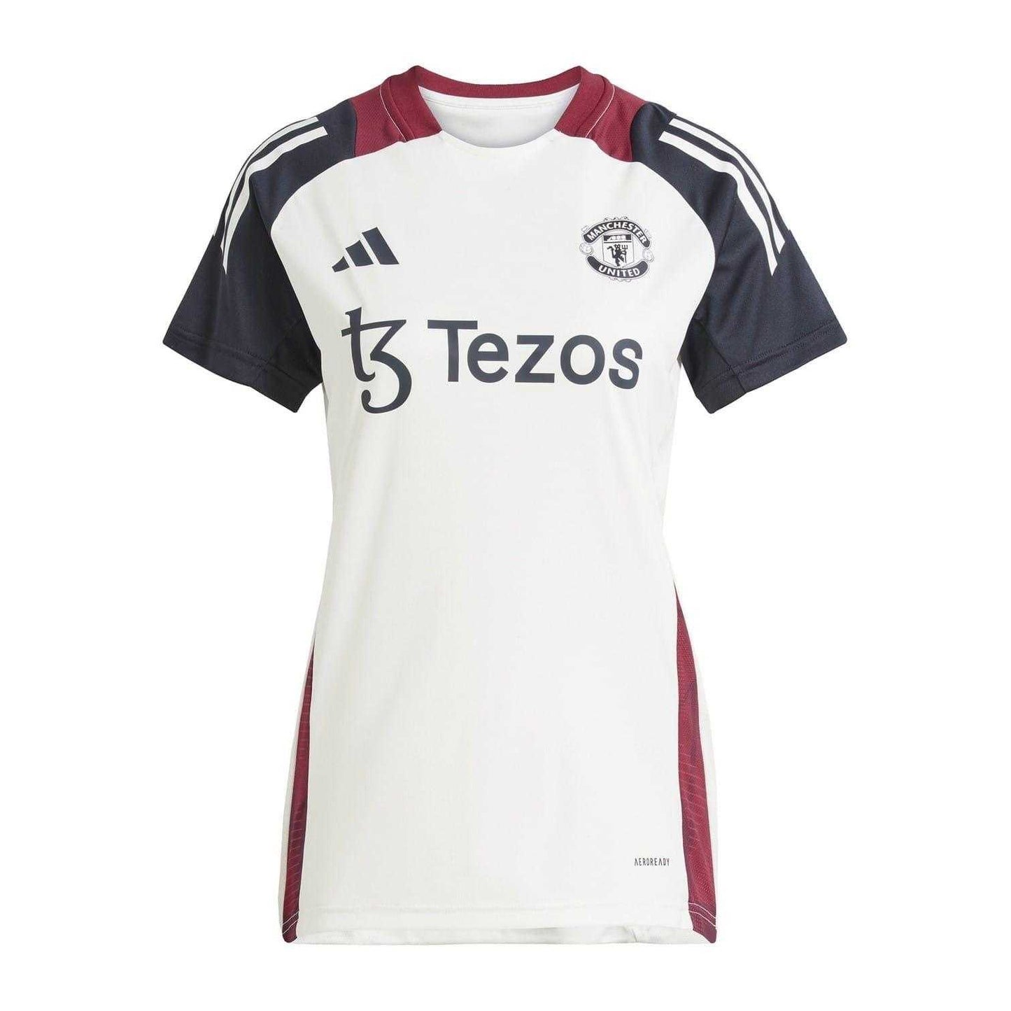 Off White-Black - Front - Adidas Womens-Ladies Training Football Shirt