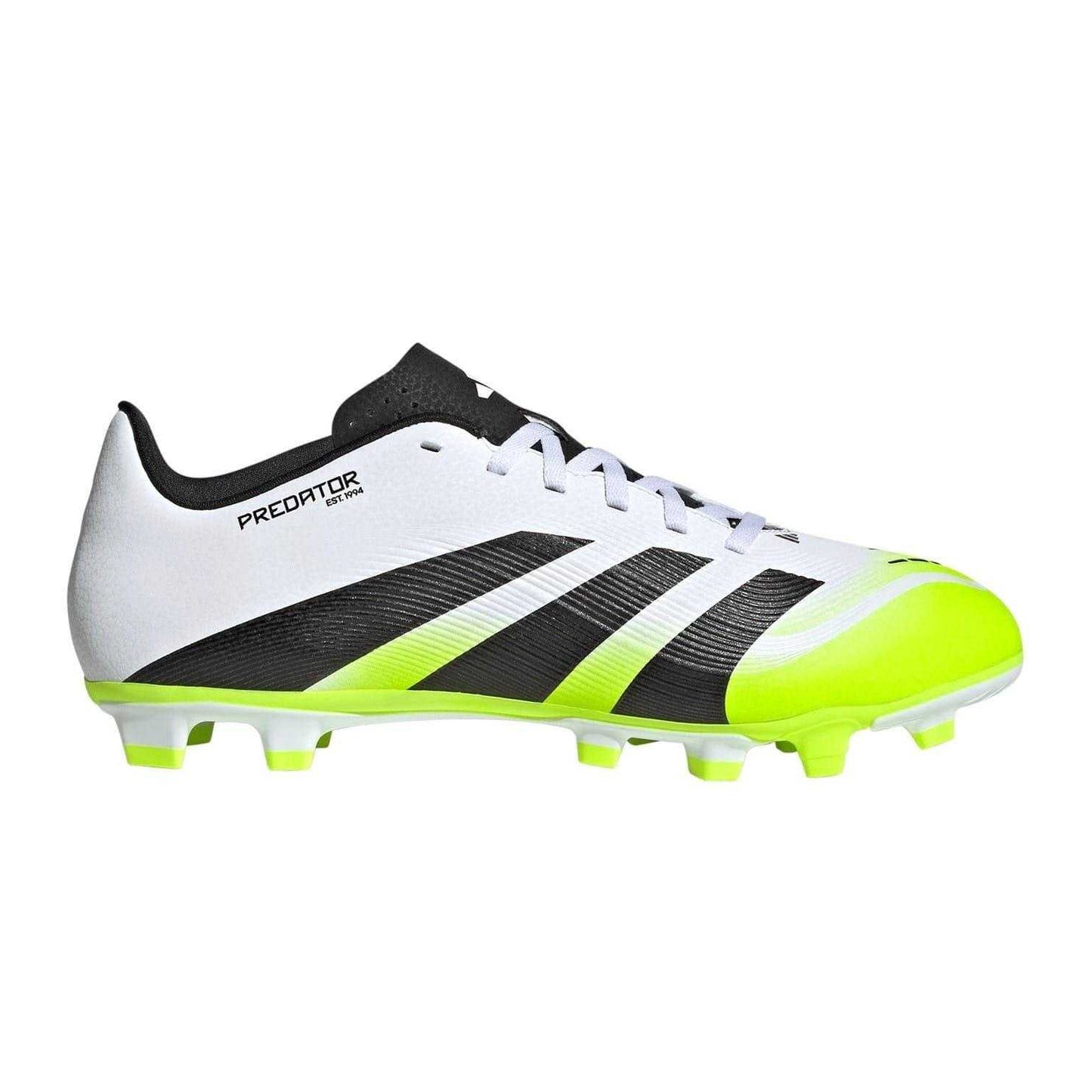 White-Black-Lemon - Front - Adidas Mens Predator Club Firm Ground Football Boots