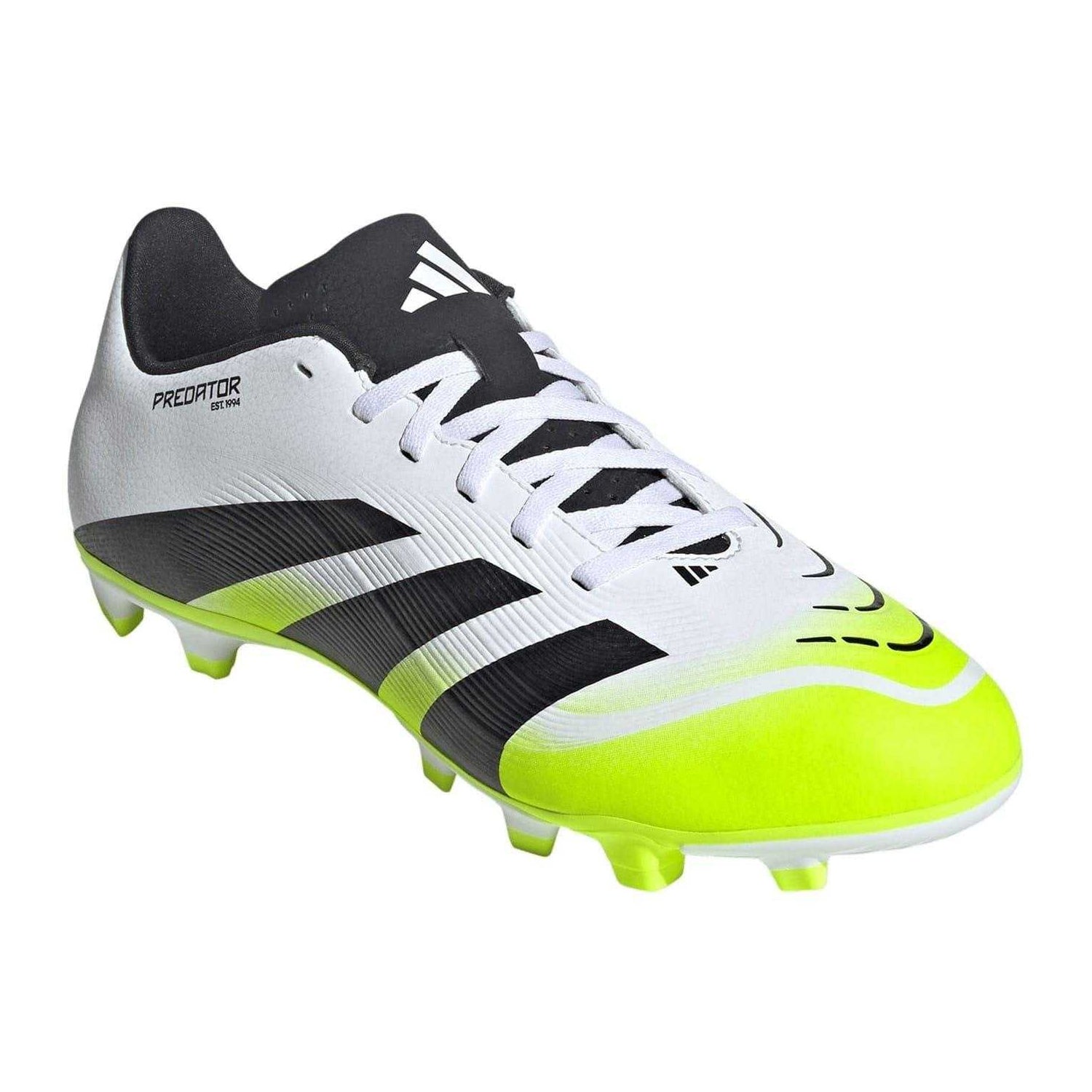 White-Black-Lemon - Pack Shot - Adidas Mens Predator Club Firm Ground Football Boots