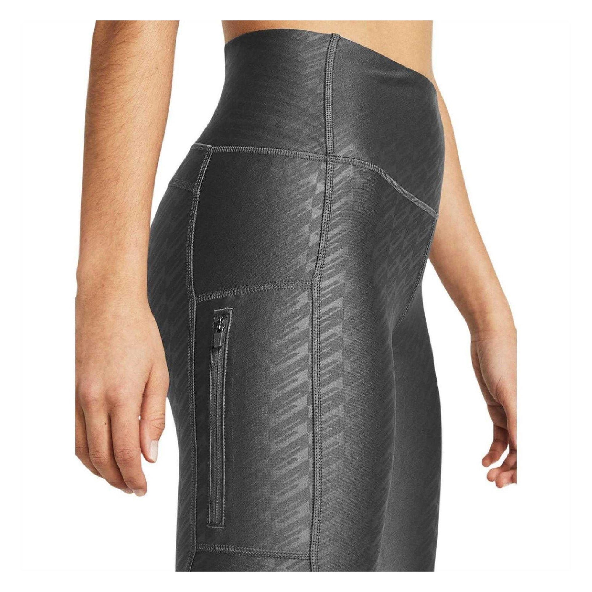 Grey - Side - Under Armour Womens-Ladies HeatGear High Waist Leggings
