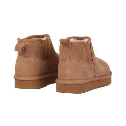 Tan - Back - Jack Wills Childrens-Kids Suede Slip-on Block Heel Chelsea Boots