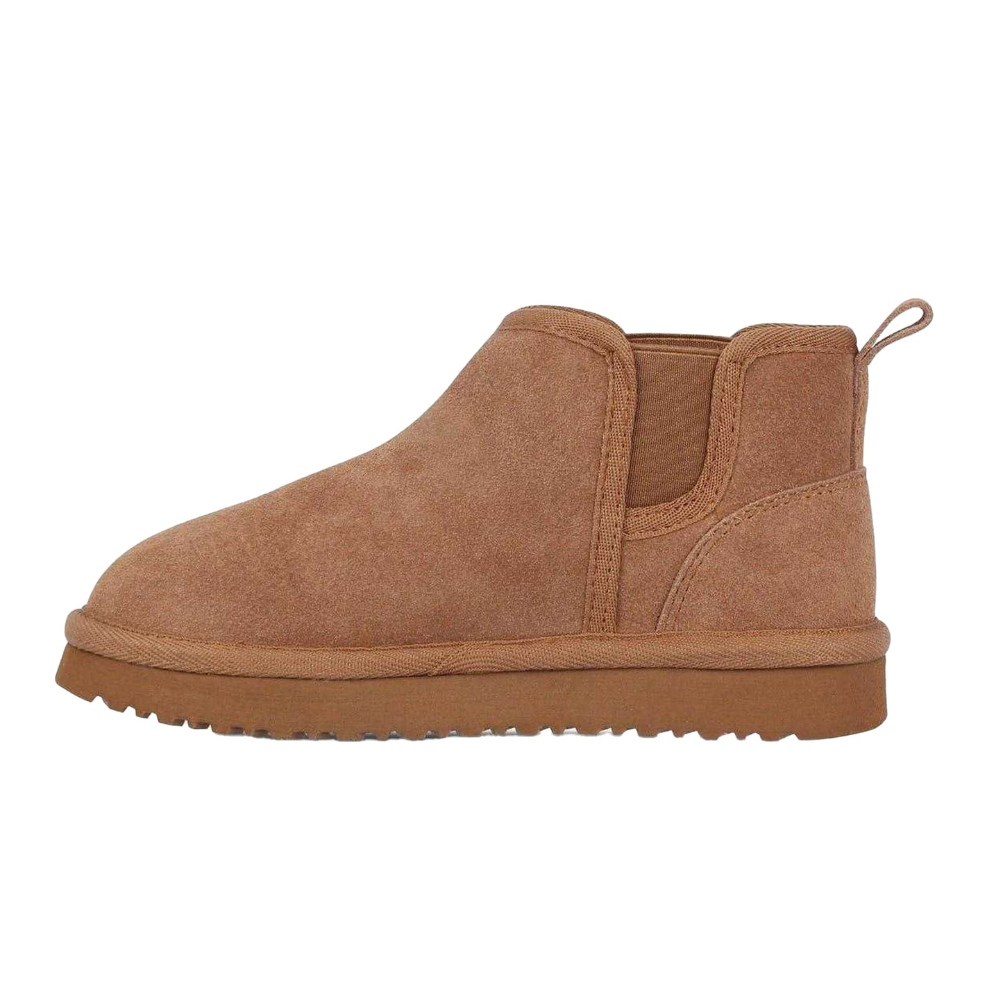 Tan - Side - Jack Wills Childrens-Kids Suede Slip-on Block Heel Chelsea Boots