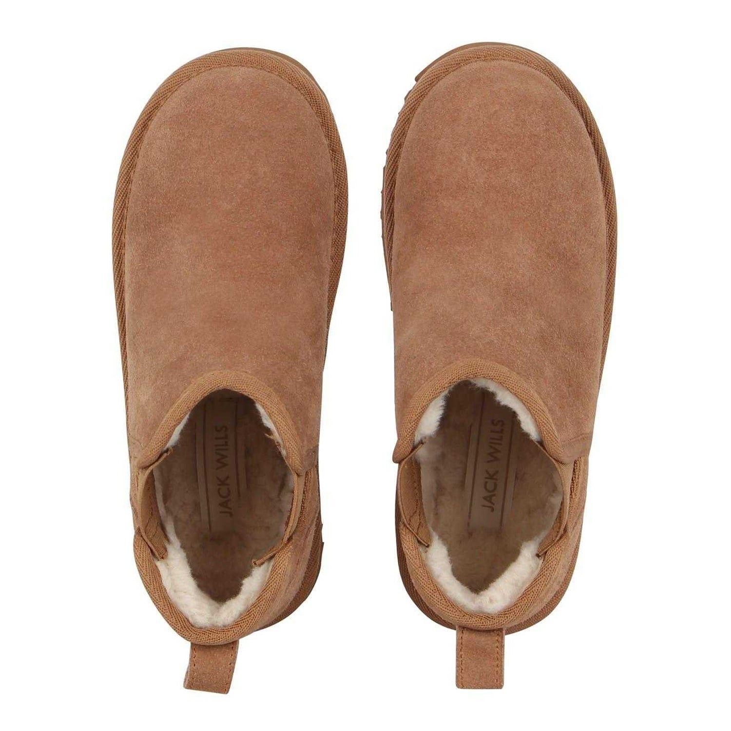 Tan - Lifestyle - Jack Wills Childrens-Kids Suede Slip-on Block Heel Chelsea Boots