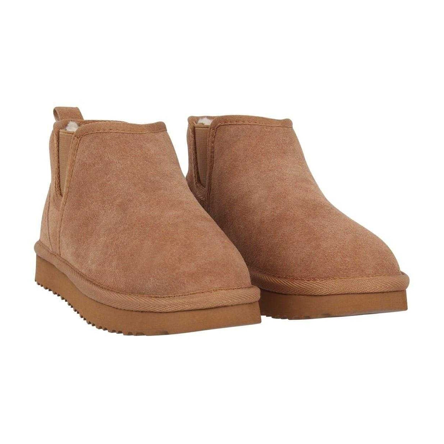 Tan - Pack Shot - Jack Wills Childrens-Kids Suede Slip-on Block Heel Chelsea Boots