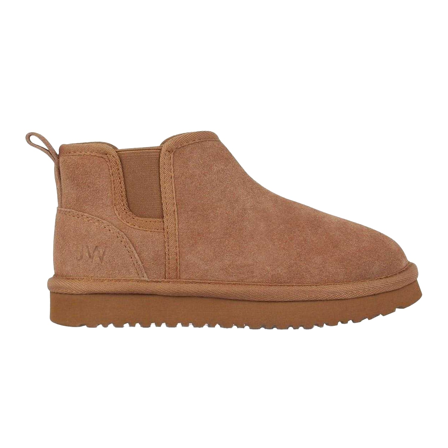 Tan - Front - Jack Wills Childrens-Kids Suede Slip-on Block Heel Chelsea Boots